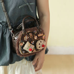 Cute Durable PU Leather Handbag Womens Crossbody Shoulder Bag Fashionable Vintage Design Compact Square Bag for Daily Use