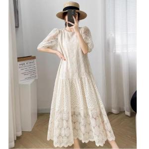 ECLAIRE 003 Dress Midi Organza Bordir Embroidery Loose Kasual Korea Pesta classy Import iaozo