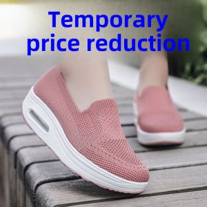 Comfortable Thick Bottom Anti-Slip Mom Shoes Womens Platform Slip-On Shoes Spring Summer Autumn Fashion Trend round Toe