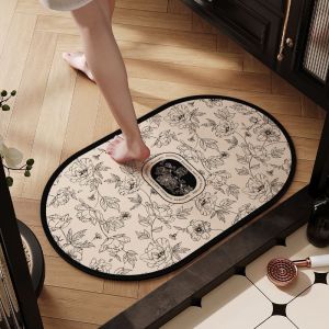Thảm Nhà Tắm VIKAMA Vintage Làm Từ Đất Tảo Diatom Thấm Nước Chống Trơn Trượt Phong Cách Hiện Đại Họa Tiết Hoa Giặt Máy Được Dùng Được Cho Nhà Bếp Thoát Nước.
