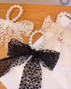 Ikat rambut renda mutiara pita korea / korean pearl ribbon