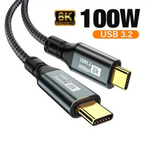 5A PD100W USB 3.2 20Gbps Type C to C Cable For iPhone 15 16 17 Pro Max MacBook Samsung Ultra-fast Video Data Transfer Cord Wire