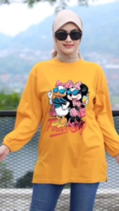FOREVER BAJU KAOS OVERSIZE LENGAN KERUT MICKEY MOUSE Baju Kaos Oversize Murah lucu dewasa