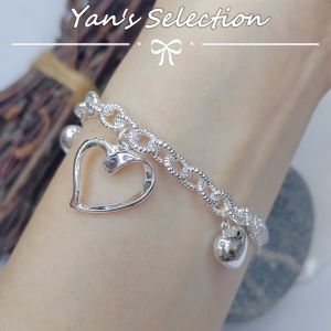 🔥PROMO🔥Original 925 Pure Silver Heart Charm Bracelet** Gelang Tangan Perak**纯银925手链