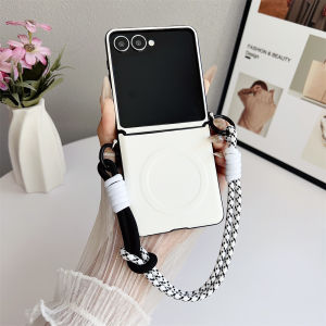 For Magsafe Magnetic Wrist Strap Phone Case for Samsung Galaxy Z Flip 7 FE 6 5 4 3 5G Flip7 Flip6 Flip5 Hinge Protection Cover