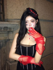 Halloween Dark Gothic Style Red Diamond Hairpin Womens Fashion Accessory Vintage Circular Shape Hair Ornament for All Hair Types