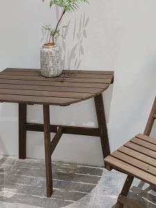 Wood Folding Bistro Set Foldable Outdoor Cafe Table and Chairs 3-Piece Porch Backyard Balcony Garden Patio