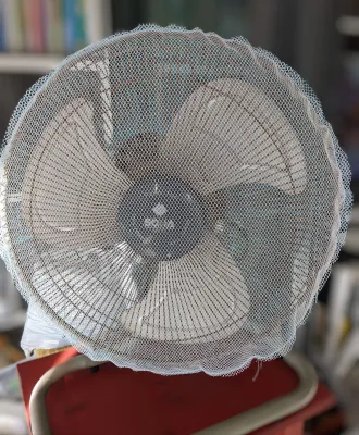 Fan Protection Cover/ Fan Safety Net/ Fan Cover/ Fan Protector/ Child Safety Fan Cover (White XL) - Suitable for 16 inch and 18 inch standing fans. Only One in Singapore That Comes With A Secured Fastener at the Back
