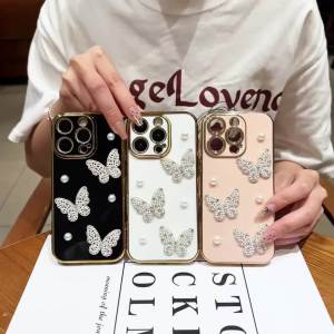 REDMI 9A 9C 9T 10A 10c 12C 13 13C A1 Note 9s Note 10 10s 10 Pro Note 11 11s Note 11 Pro Note 12 Note 12 Pro Note 12 Pro Plus Note 13 Note 13 Pro Note 13 14 Pro Plus 4G 5G electroplated bling shining pearl butterfly case 手机壳