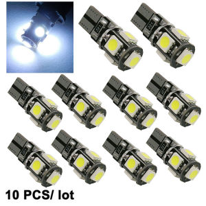 10Pcs T10 Bulbs W5W Canbus 12V 5SMD 5000K White Car Interior Reading Light Wedge Side License Plate 5W5 LED Free Error 194 ﻿