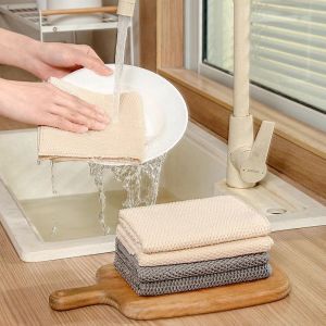 Water Absorbent Non-Stick Oil Dishcloth No Shedding Corn Grain Cloth Kitchen Cleaning Tool High Absorbency Durable Microfiber