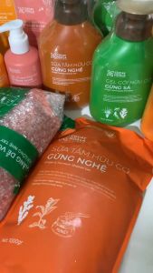 Túi Sữa Tắm Gừng Nghệ 1 Lít Combo Dầu Gội Hữu Cơ Gừng Sả