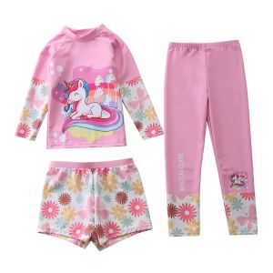 New Arrival Childrens Swimwear Split Girl Children and Teens Long Sleeves Pants Sunscreen Swimwear Baby Girl Conservative Swimwear
