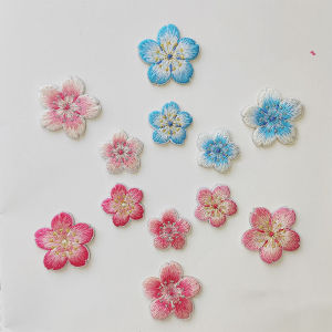 Exquisite Colored Plum Blossom Self-adhesive Embroidery Patch Decoration Clothing Backpack Pasting Stationery Account Book