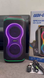 ลำโพงบลูทูธ ลำโพงใหญ่ GD-2639 ดอก6.5นิ้ว2ดอก แถมไมค์ลอย+รีโมท ปรับ DELAY ECHO TREBLE BASS AUX ได้ เสียบไมค์สายเพิ่มได้ ลำโพงตั้งพื้น