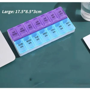 Medicine Packaging Box With 14 Small Compartments One Week Medicine Storage Box With Braille For Easy Carrying And Space Saving