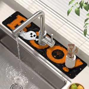 VIKAMA Halloween Boo! Printed Faucet Pad Kitchen Absorbent Anti Slip Pad Holiday Atmosphere Pad Home Decoration