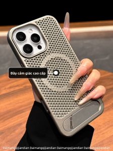 DAIMANG | Ốp Lưng iPhone Tản Nhiệt Tổ Ong Có Giá Đỡ Kim Loại Gập Ẩn Hít Nam Châm