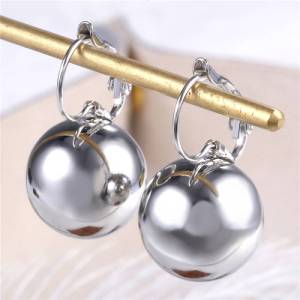 Huitan Smooth Ball-Shape Women Drop Earrings Fashion Party Daily Accessories Noble Wedding Metal Jewelry for Lady Versatile Gift