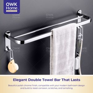 SUS 304 Stainless Steel Towel Racks | Double Towel Bar Towel Hanging Rod/Rail | Bathroom Towel Bar | Gantung tuala | [60cm-80cm] 🔥Ready Stock🔥 100% SUS 304 Stainless Steel Towel Rack | Double Towel Bar | 不銹鋼毛巾架 | Double Towel Bar | Towel