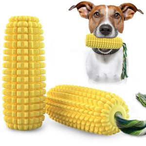 Pet Voice Corn Toy with Rope Interactive Teeth Cleaning Molar Corn Cob Dog Swimming Water Floating Training Toy Bite