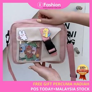 iFASHION 1183 Woman Korean Style Canvas Sling Handbag Shoulder Messenger Bag Wanita Beg Kanvas Comel Silang Perempuan