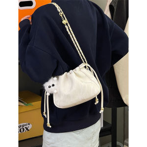 Zar Fendan High Aesthetic Value Drawstring Womens Bag 2025 New Chain Crossbody Bag Single Shoulder Underarm Bucket Bag