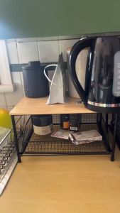 Kitchen Countertop Organizer Rack with Drawer Microwave Shelf Kitchen Rack Organizer Multi-purpose Storage Rack Sturdy Wooden Coffee Maker Rack Wooden Kitchen Racks Space-Saving Design