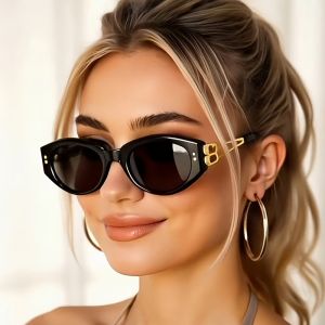 1pc Chic Oval Glasses Metal Splicing Temples Stylish & Comfortable Perfect for Daily Outfits