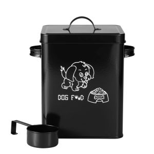 Pet Food Storage Box Metal Dog Food Storage Container Large Capacity Sealing Square Cat Food Organizer with Lid and Spoon