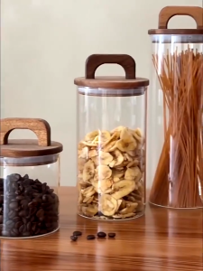 BREWISH Malaysia Condiment Airtight Glass Jars wt Wooden Handle Lid BPA FREE Food Storage Borosilicate Bottles Coffee Beans Container Bekas Kaca Kedap Udara 玻璃收纳罐