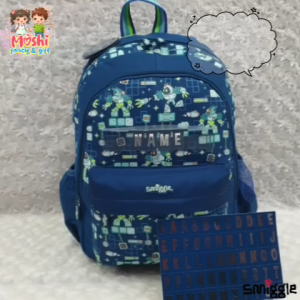Tas Anak TK Motif Robot / Tas Gendong Anak Sekolah TK Motif Game / Tas Ransel Anak Backpack School Karakter Robot - size M Huruf