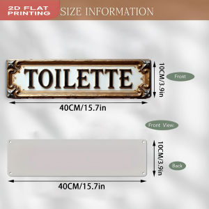 2D Vintage Metal Toilette Sign Aluminum Wall Art Decor for Home Cafe Living Room Bedroom Office Garage Study Party Holid