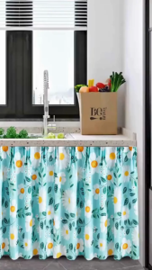 【Buy 6 Take 6】Velcro Sink Cabinet Curtain No Need Perforate Dustproof Self Adhesive Kitchen Door Window Cover Curtains Size Skirting 1/2/4/6/12PCS Langsir Sinki Dapur Kitchen Curtains