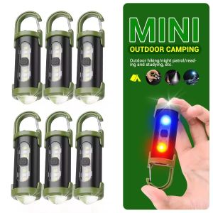 Mini COB LED Flashlight Keychain Light USB Rechargeable Pocket Torch for Camping Hiking & Emergency Warning Light
