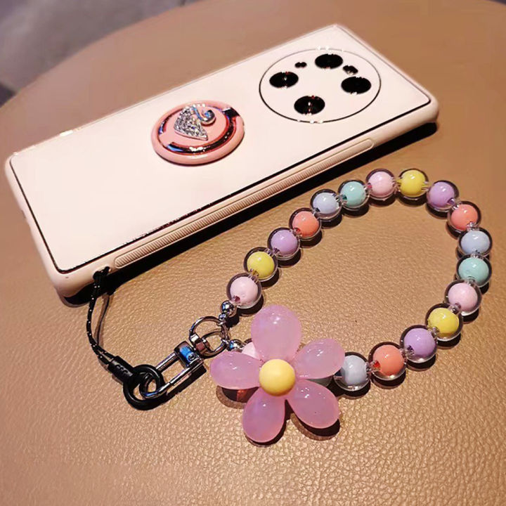 Beaded Phone Lanyard Wrist Strap - Decorative Phone Charm With Secure Nylon Rope