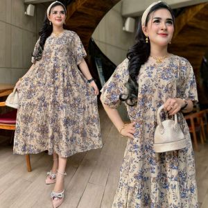 CAMELIA DRESS/DASTER RAYON PREMIUM MODEL CHIBI LENGAN SUSUN RESLETING DEPAN