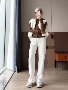 Warm Leisure High-Waist Wide-Leg Pants