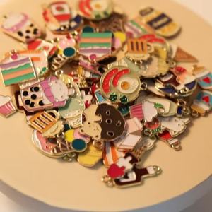 10pcs Mix Enamel Cute Food Drink Ice Cream Cake Juice Cola Charms Pendants for Necklaces Handmade DIY Jewelry Making Accessories