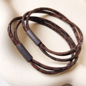 Durable Double-Braided Leopard Print Hair Ties Elastic Hair Bands for Bun Knotting Hair Accessories Korean Style Cotton Linen