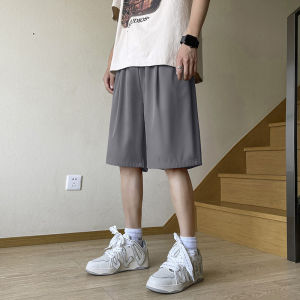 Black Ice Silk Quick Dry Mens Shorts Summer Breathable Fitness Sports Straight Leg Outdoor Beach Vacation Five-Quarter Pants