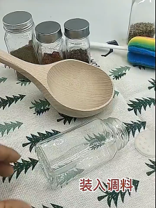 12Pcs SET Bamboo Acacia Lid 4oz Glass Spice Jar Shaker Condiments Seasoning