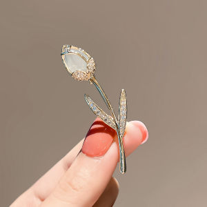 Cats Eye Tulip Brooches and Pins for Women Elegant flower brooch