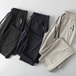 Spring Fashion Mens Straight Leg Casual Pants Drawstring Waist Sports Style Youth Long Trousers Pure Color BAIM Brand