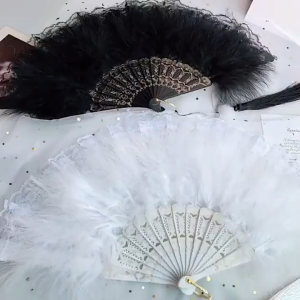 พัดขนนก แฟนซี - สไตล์โลลิต้า สำหรับงานเต้นรำ/พัดเต้นรำ ประดับสวยงาม G3056