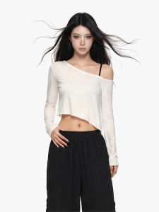 qiaocong | Áo Thun Dễ Thương Kiểu Quai Ngang Phong Cách Spicy-Girl