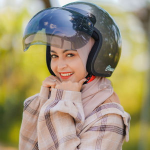 Helm Bogo Classic Retro Wanita Pria Dewasa Ukuran M Polos Hijau Pastel Aesthetic