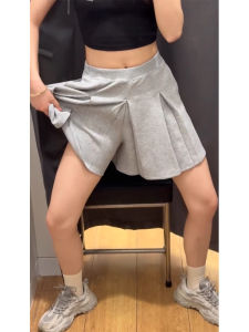 plus Size Womens Grey High Waist Sports Casual Mini Skirt Summer Design Versatile Trendy A-Line Skirt Commute Loose Fit