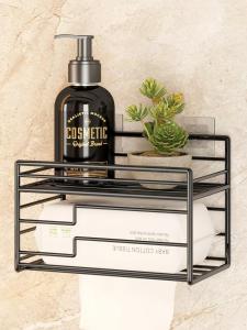 ตู้เก็บกระดาษชำระติดผนังแบบแขวนสำหรับห้องน้ำ ชั้นวางกระดาษเช็ดหน้าแบบไม่ต้องเจาะ กล่องเก็บกระดาษเช็ดหน้า รุ่น NBTY04-1 สไตล์สวีเดน