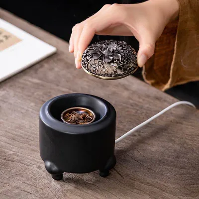 Lò xông trầm hương bằng điện chất liệu gốm sứ cao cấp cách nhiệt nhiệt cao tới 520°C đầy đủ chức năng hẹn giờ chỉnh nhiệt. ( Quà: Miếng trầm bỏ ví Tài Lộc)